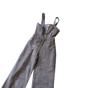 Forever 21 Grey Corduroy Wide-Leg Jumpsuit Size Small